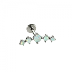Piercing Labret Modelo 32 Rosca Interna Pedra Opala Aço 316L
